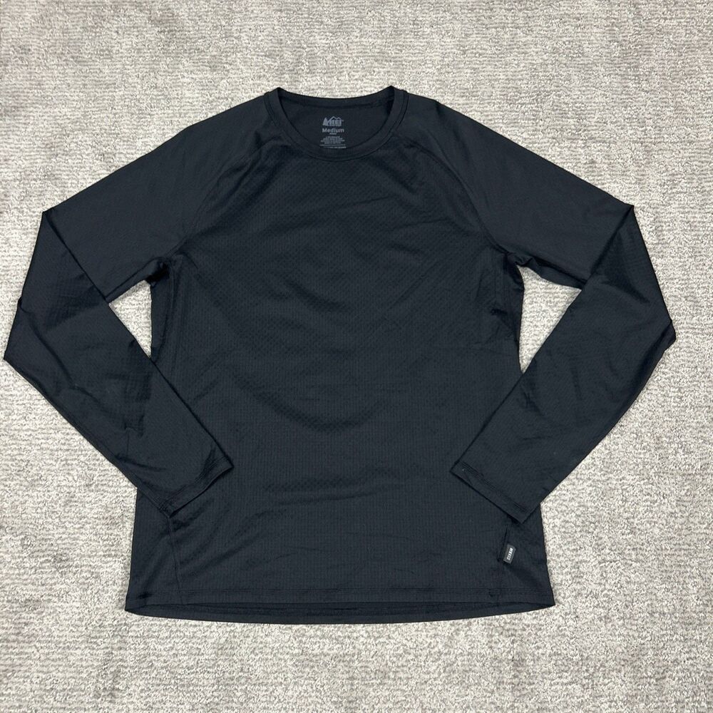 REI Co-op Shirt Mens Medium Black LS Performance Base Layer Hiking Stretch